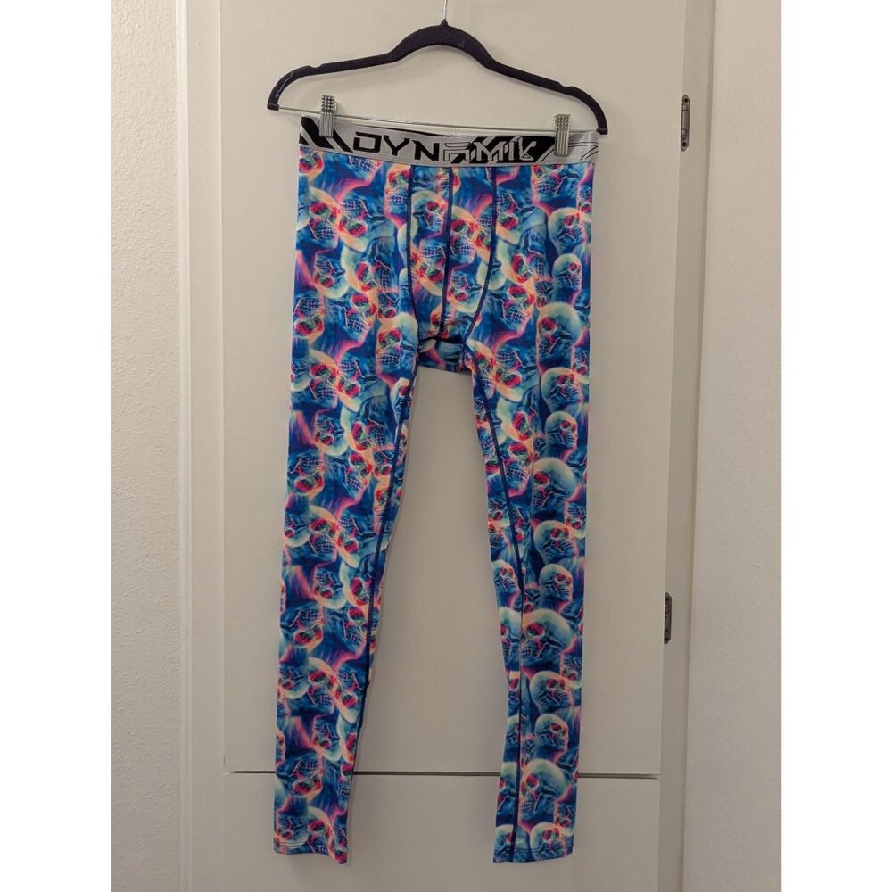 Dynamic Mens Neon Skull Pattern Compression Leggings - XL - Polyester & Elastane